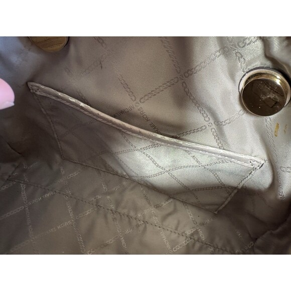 MICHAEL KORS BLAIRE VANILLA PINK LOGO GOLD CHAIN MED DUFFLE SATCHEL BAG *READ*** - Picture 11 of 13